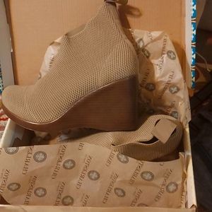 Charleston Shoe Co. Wedge Booties in Linen